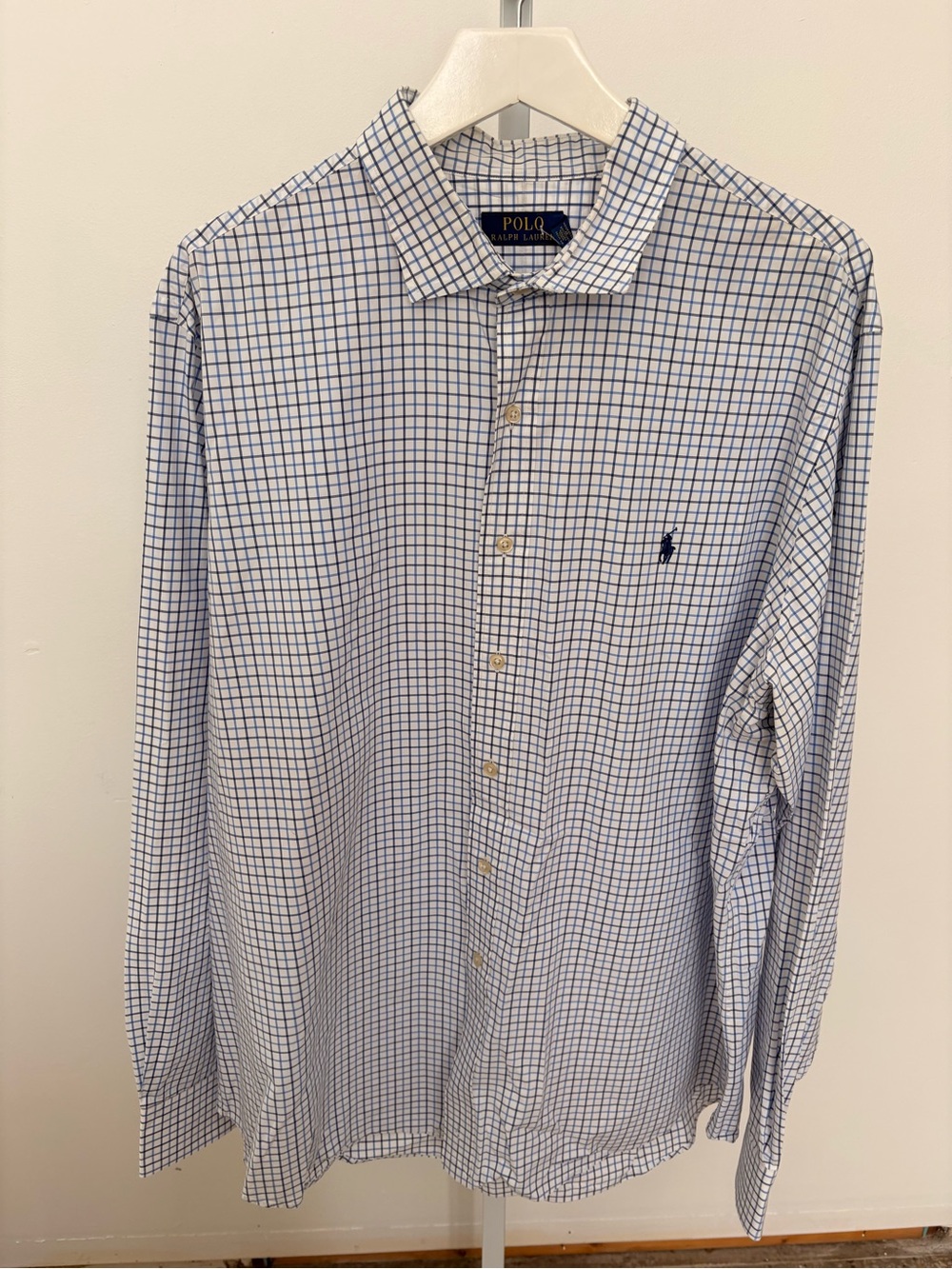 Polo by Ralph Lauren White and Blue Windowpane Button-Down Shirt